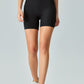 V-Waist Ribbed Sports Biker Shorts with Pockets