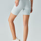 V-Waist Ribbed Sports Biker Shorts with Pockets